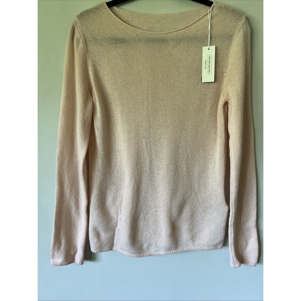 Intimissimi 100% Cashmere Long Sleeve Top in Blushing Pink Size Small NWT